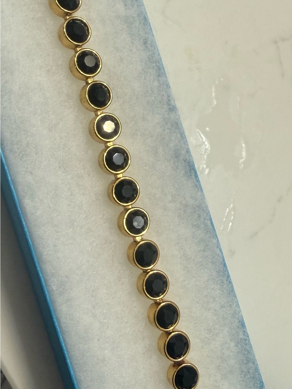 Touchstone Gold Tone Bracelet with Black Stones - Women Jewelry